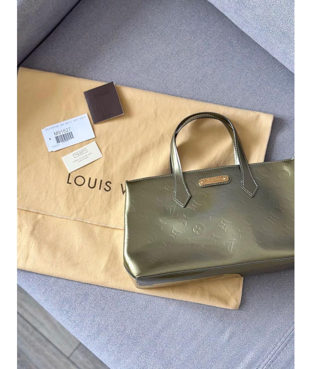 LOUIS VUITTON Хаки сумка тоут из лакированной кожи, фото 2