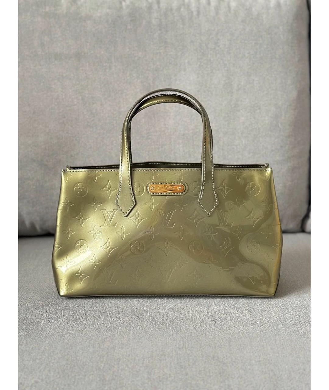 LOUIS VUITTON Хаки сумка тоут из лакированной кожи, фото 3