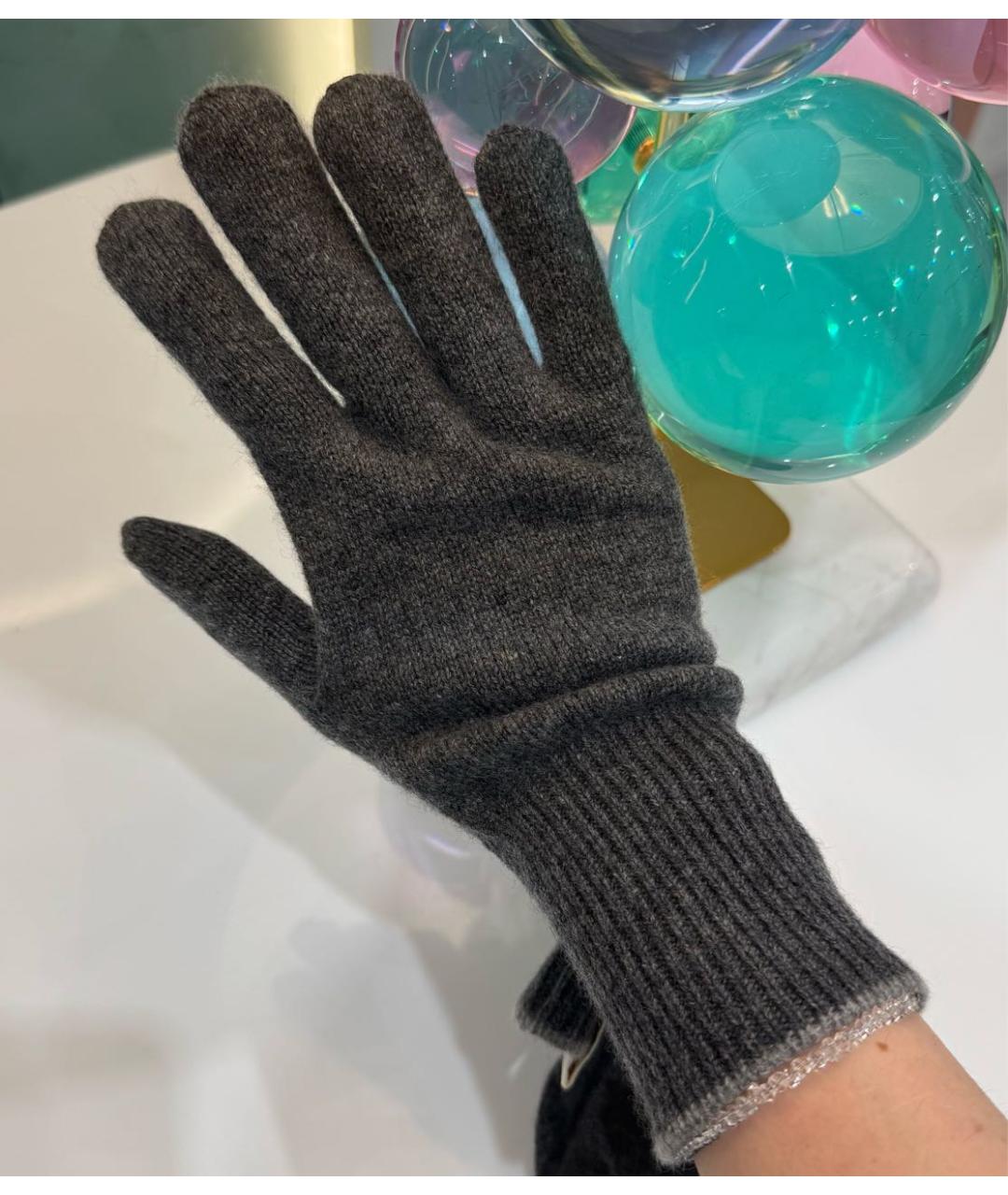 BRUNELLO CUCINELLI Серые кашемировые перчатки, фото 5