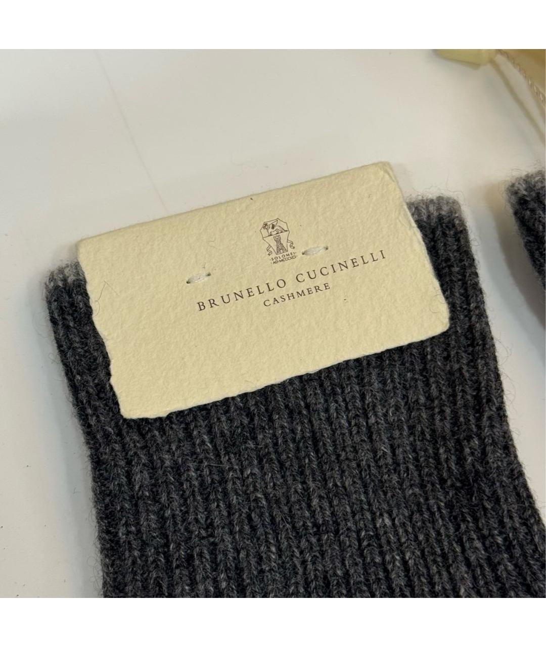 BRUNELLO CUCINELLI Серые кашемировые перчатки, фото 4
