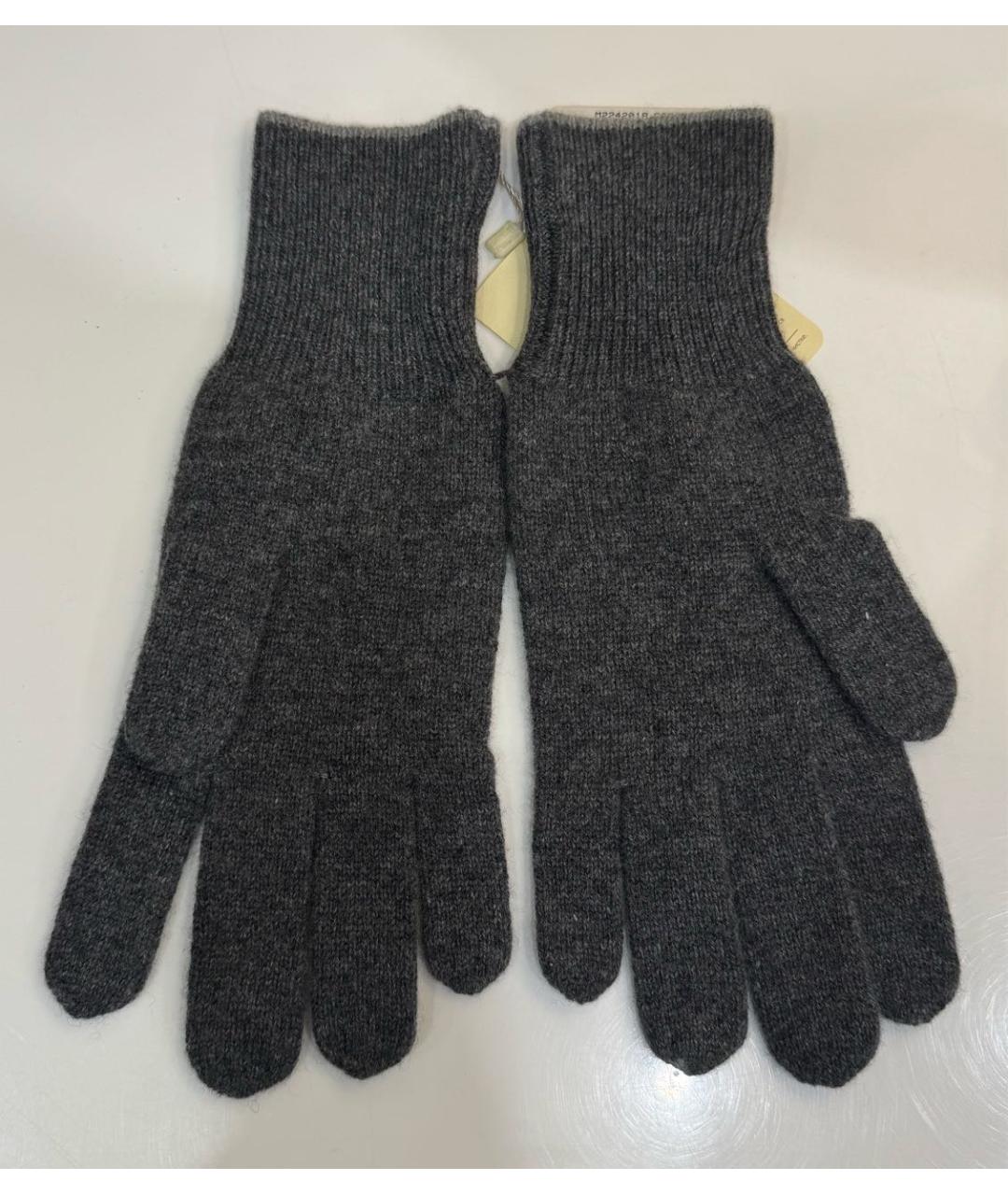 BRUNELLO CUCINELLI Серые кашемировые перчатки, фото 7