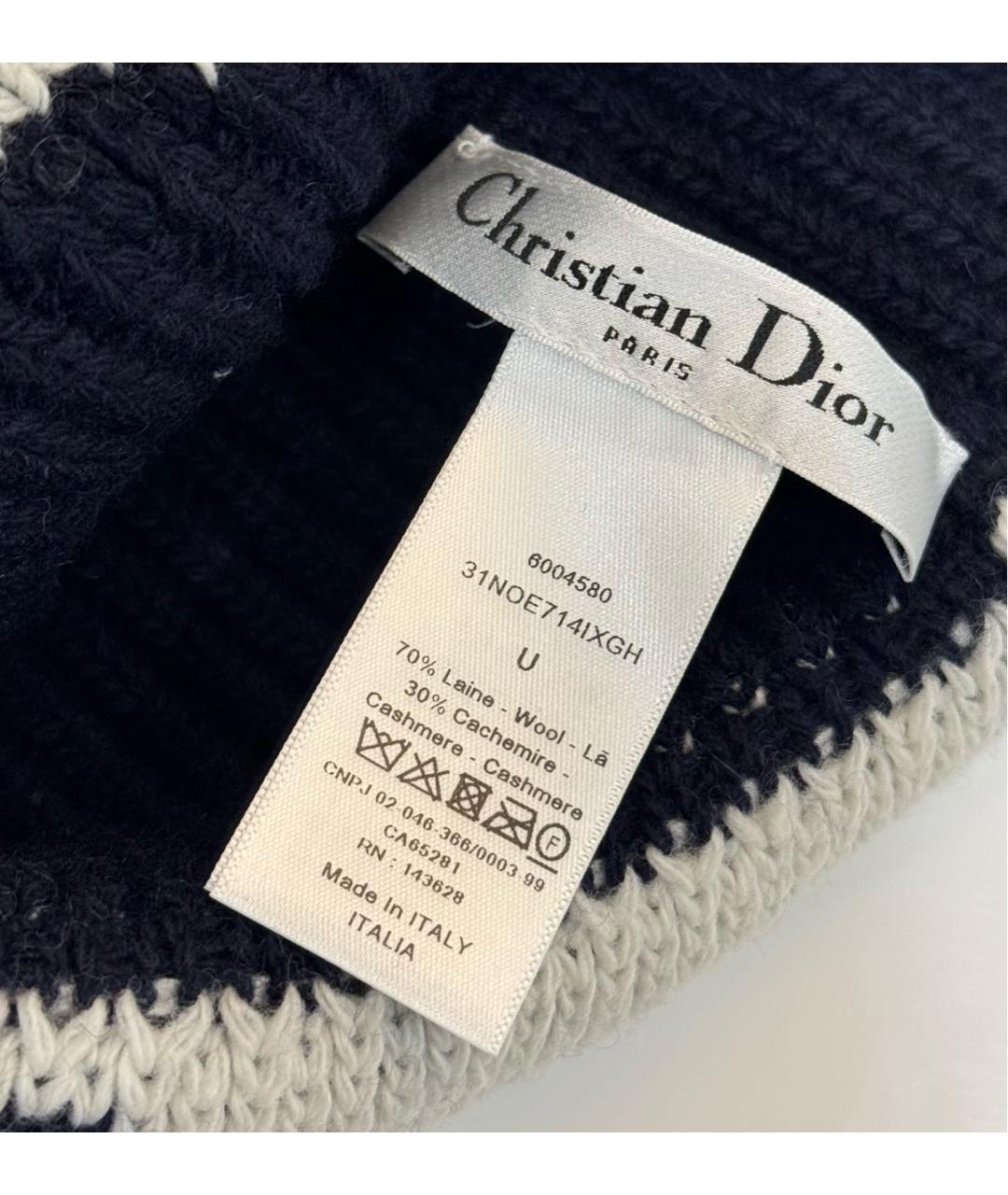 CHRISTIAN DIOR Темно-синяя шерстяная шапка, фото 3