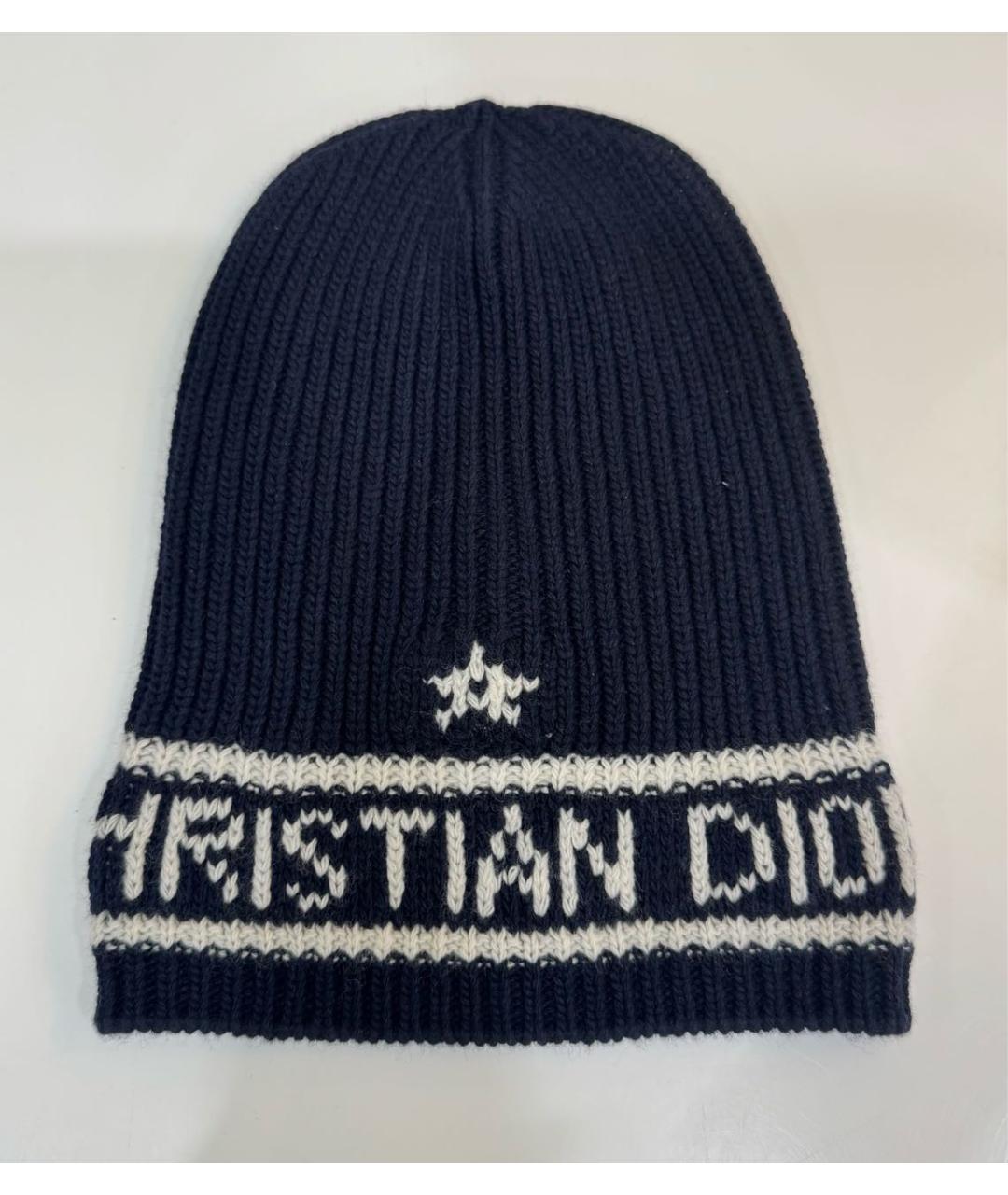 CHRISTIAN DIOR Темно-синяя шерстяная шапка, фото 6