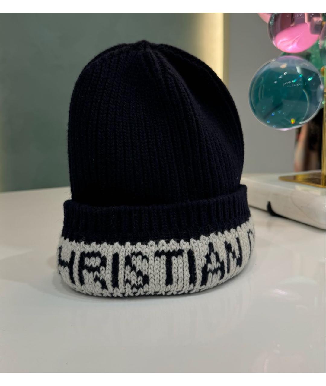CHRISTIAN DIOR Темно-синяя шерстяная шапка, фото 4