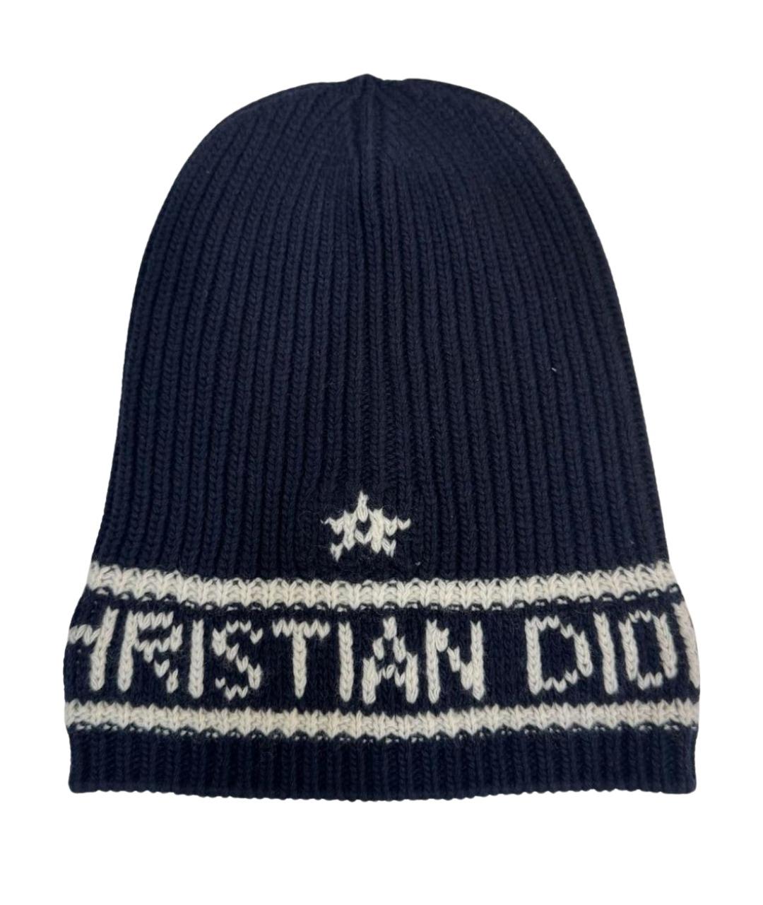 CHRISTIAN DIOR Темно-синяя шерстяная шапка, фото 1