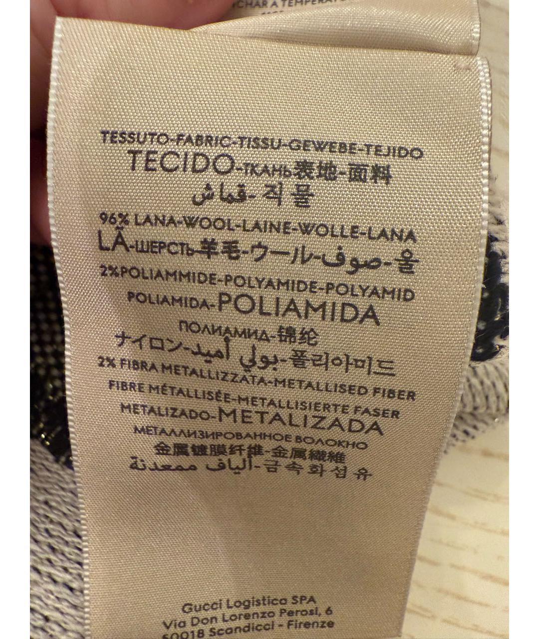 GUCCI Черный шерстяной шарф, фото 3