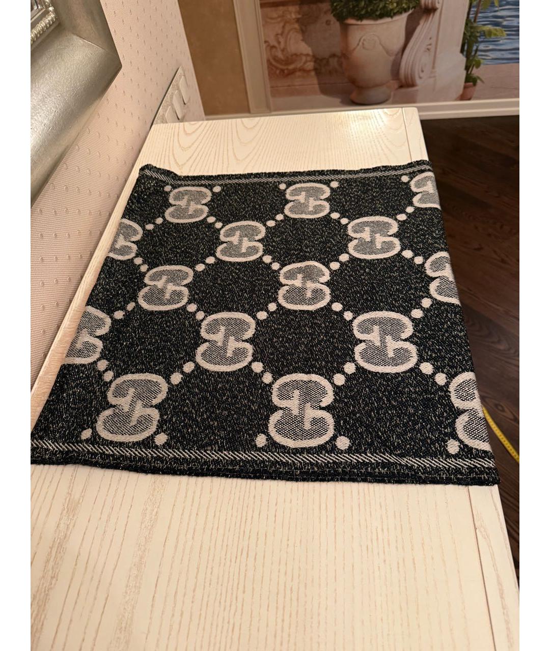 GUCCI Черный шерстяной шарф, фото 8