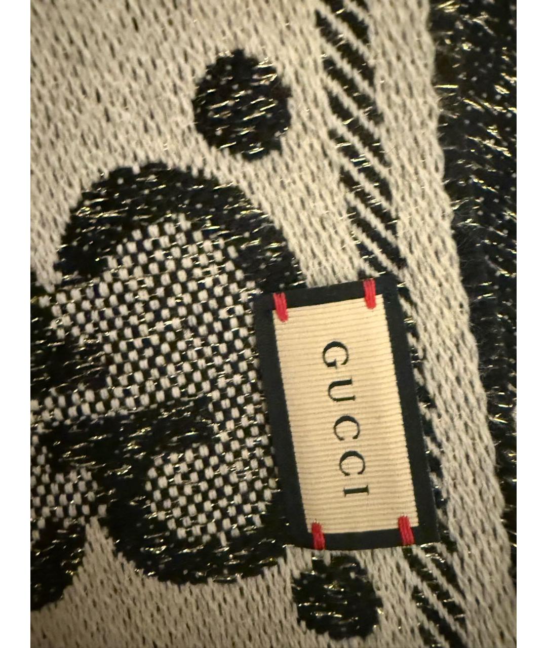 GUCCI Черный шерстяной шарф, фото 6