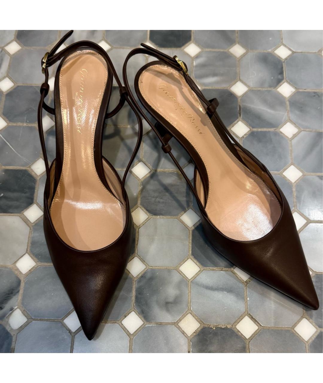 GIANVITO ROSSI Коричневые кожаные туфли, фото 4