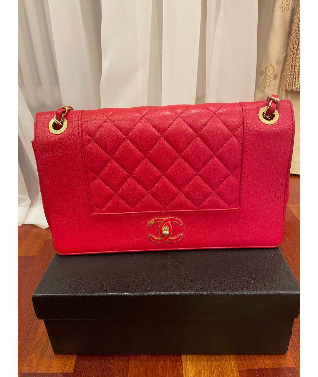 CHANEL Красная кожаная сумка через плечо, фото 7