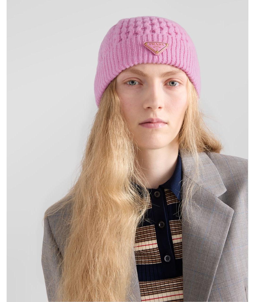 PRADA Розовая шерстяная шапка, фото 2