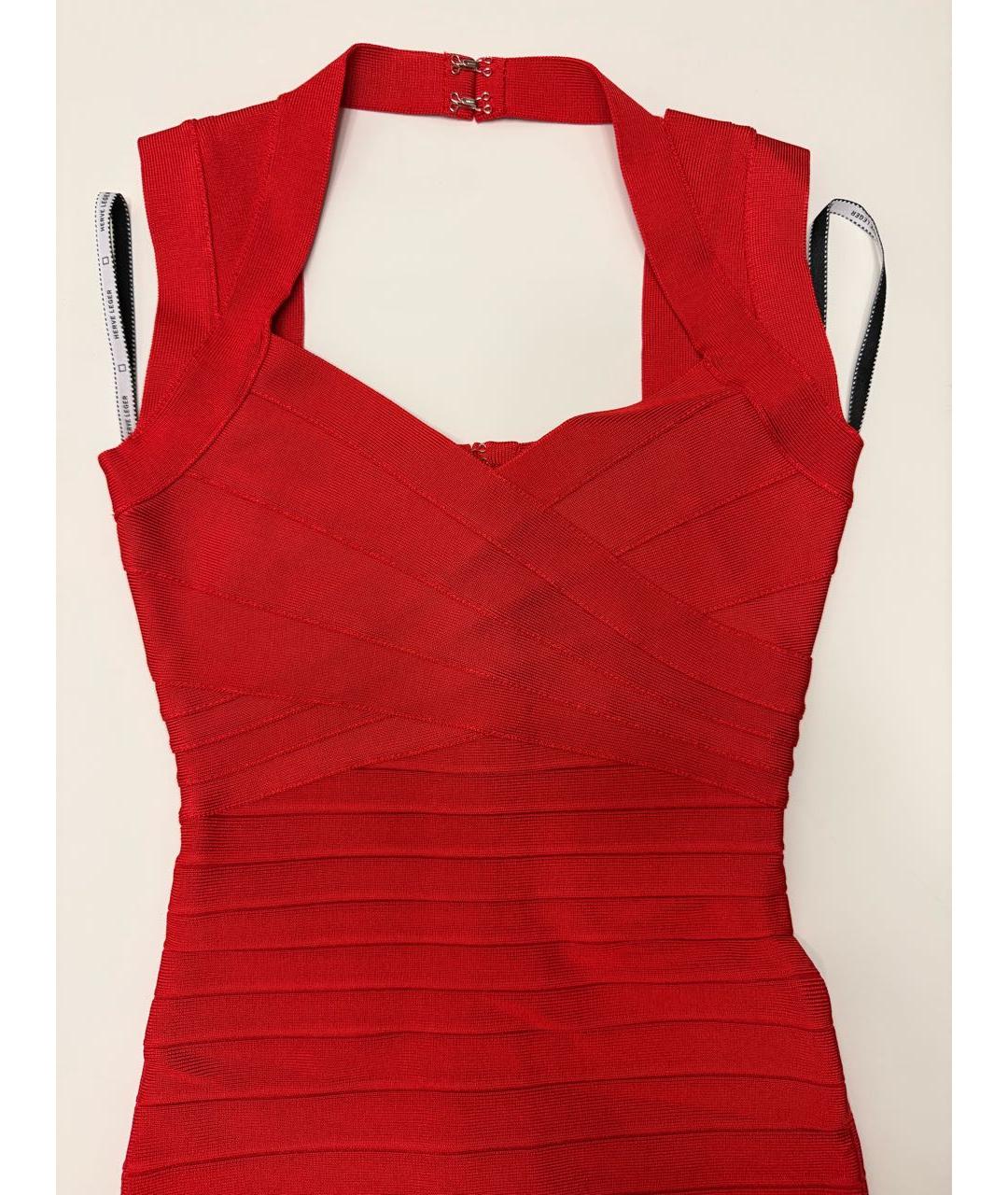 HERVE LEGER Красное вискозное вечернее платье, фото 5