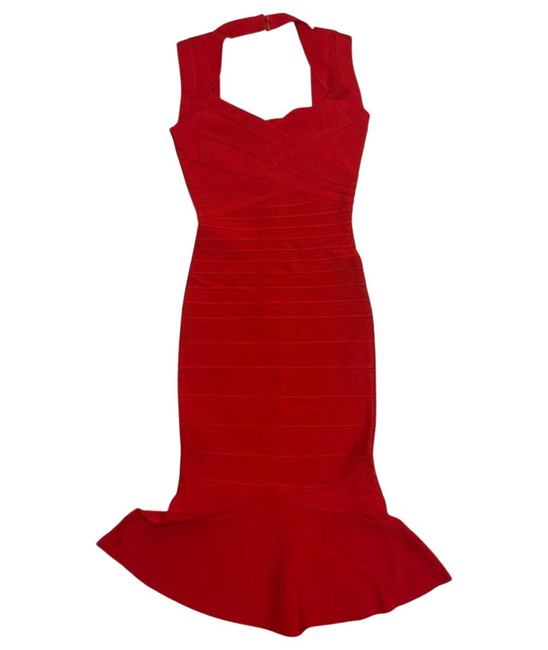 HERVE LEGER Красное вискозное вечернее платье, фото 1