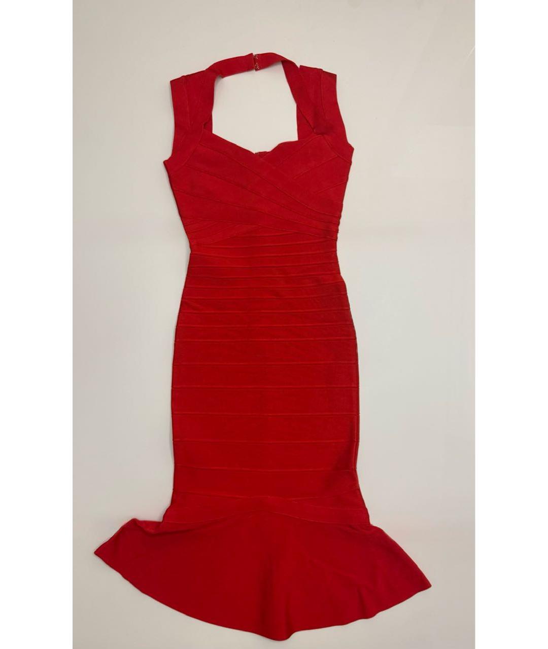 HERVE LEGER Красное вискозное вечернее платье, фото 9