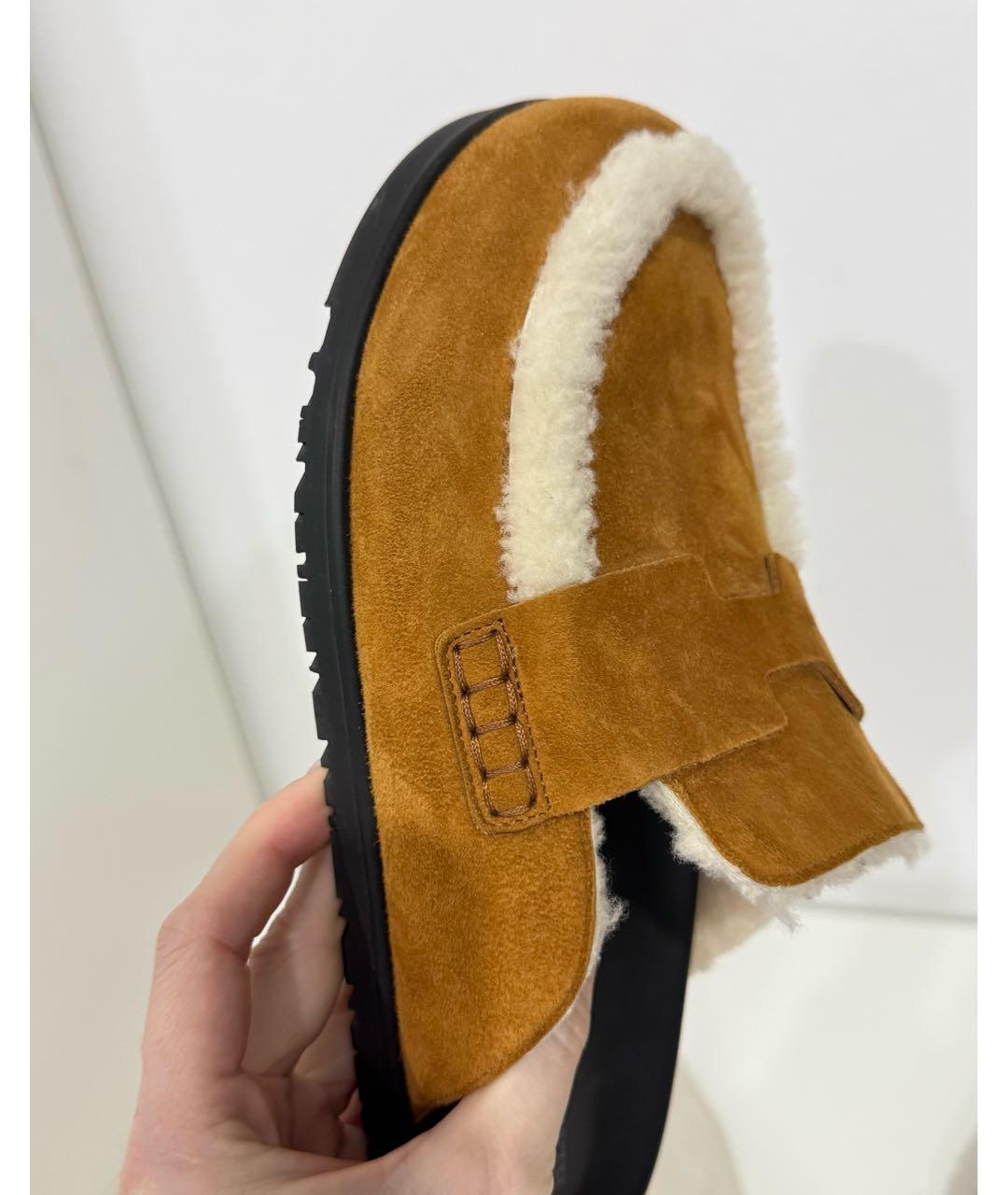 HERMES Коричневые замшевые мюли, фото 6