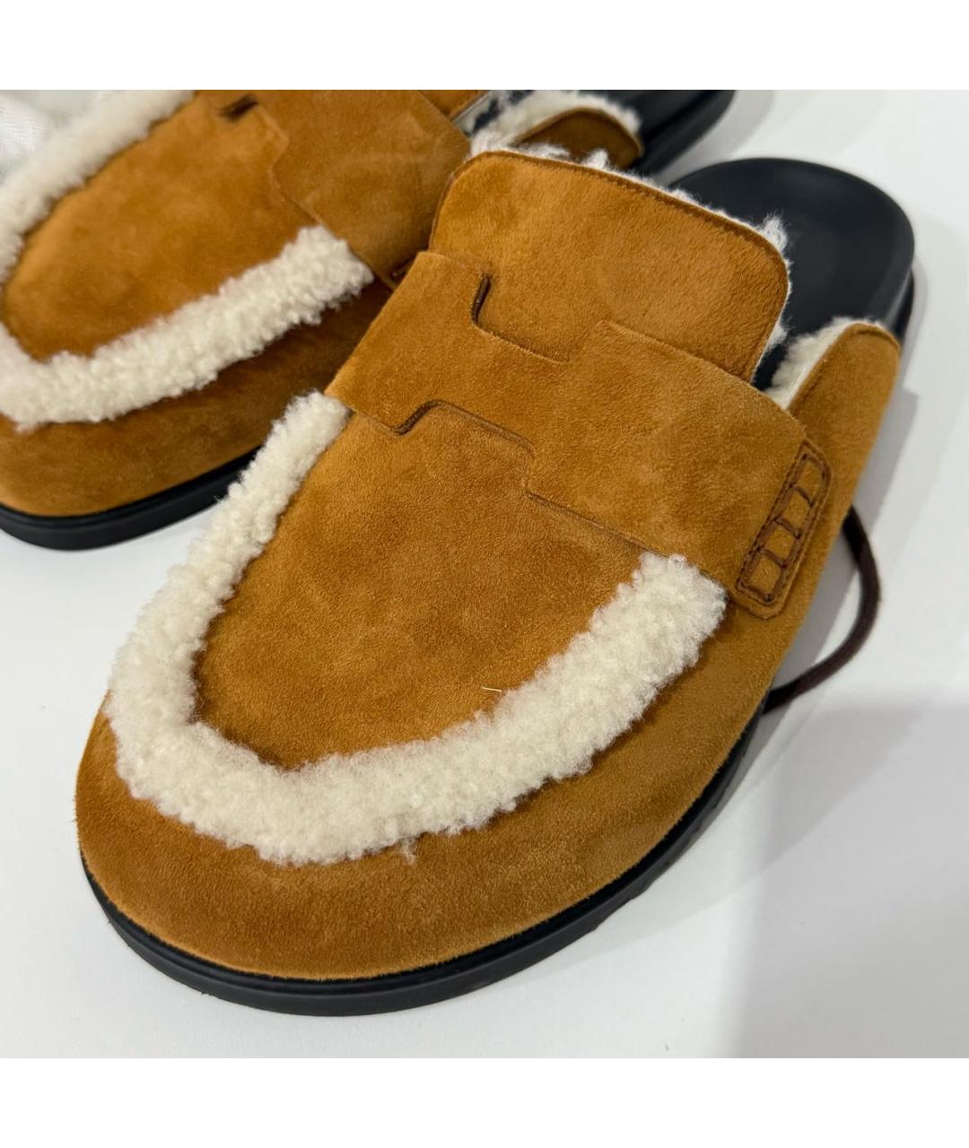 HERMES Коричневые замшевые мюли, фото 3