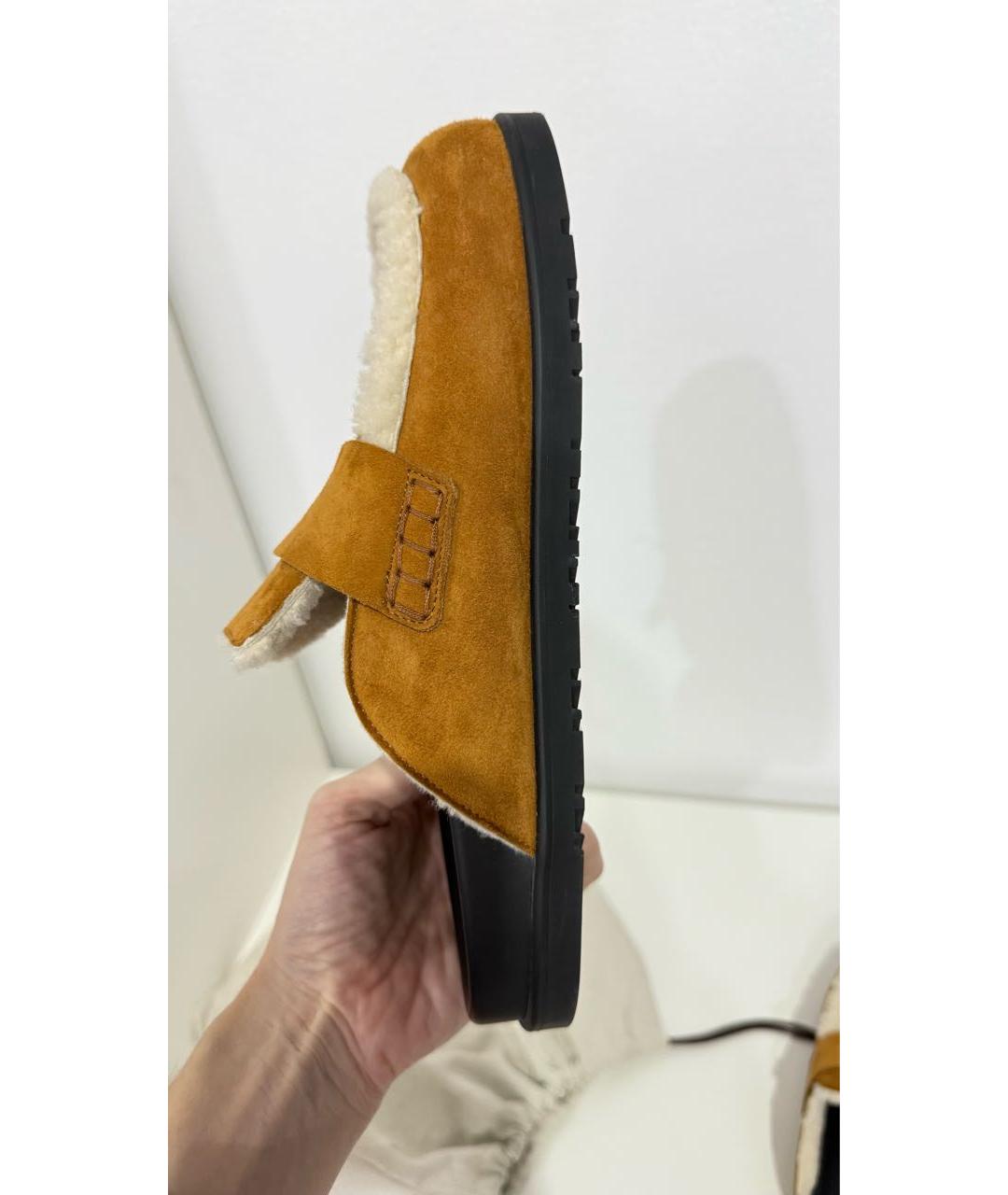 HERMES Коричневые замшевые мюли, фото 5