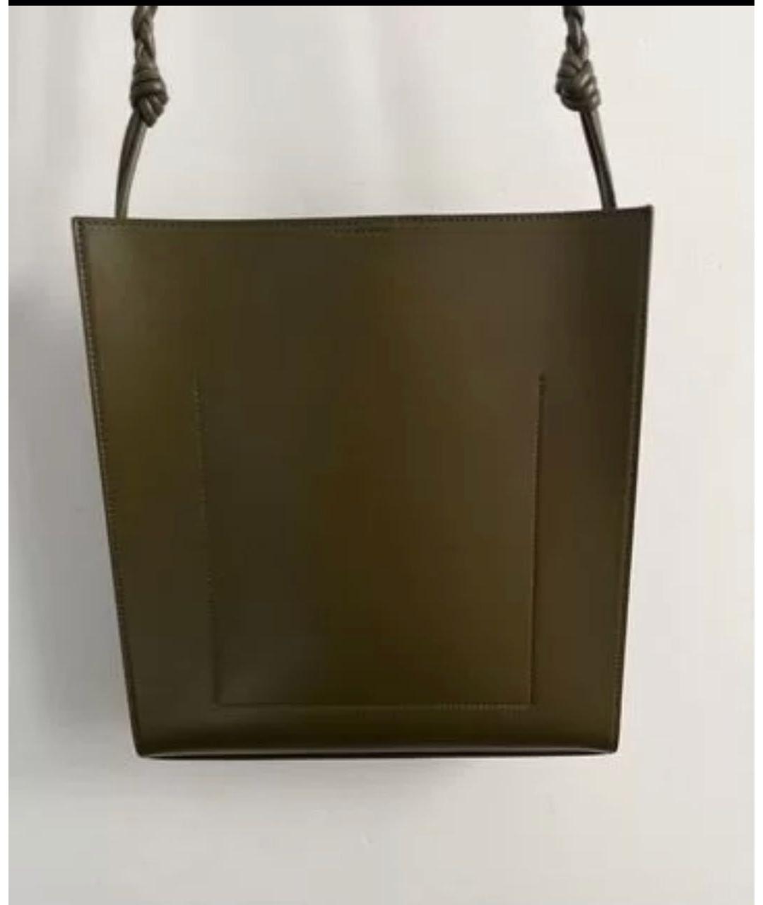 JIL SANDER Хаки кожаная сумка через плечо, фото 3