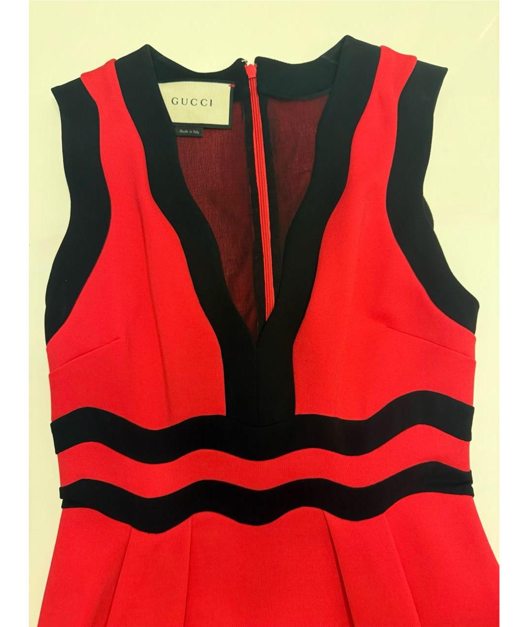 GUCCI Красное вискозное коктейльное платье, фото 4