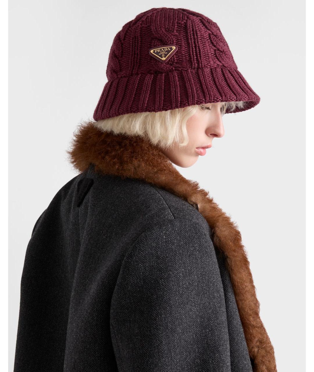 PRADA Бордовая шерстяная панама, фото 2
