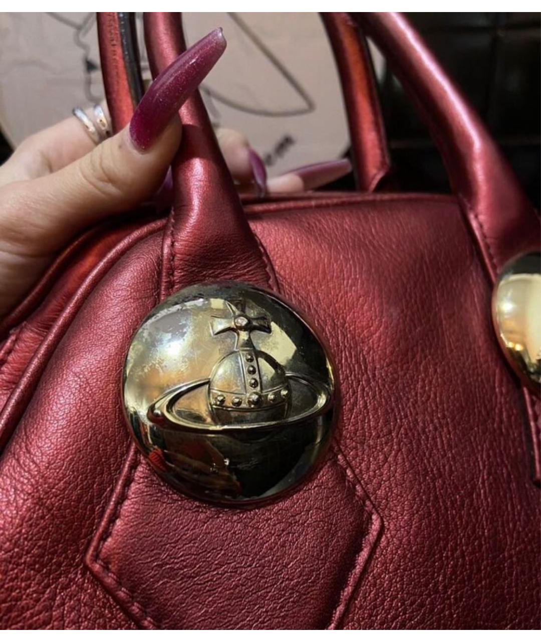 VIVIENNE WESTWOOD Красная кожаная сумка с короткими ручками, фото 4