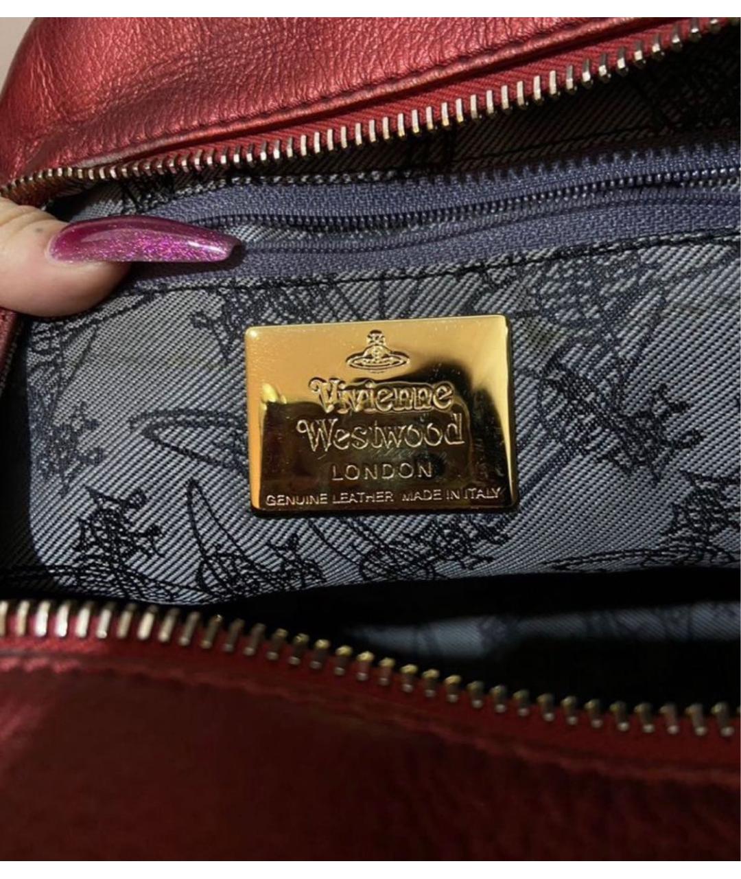 VIVIENNE WESTWOOD Красная кожаная сумка с короткими ручками, фото 3
