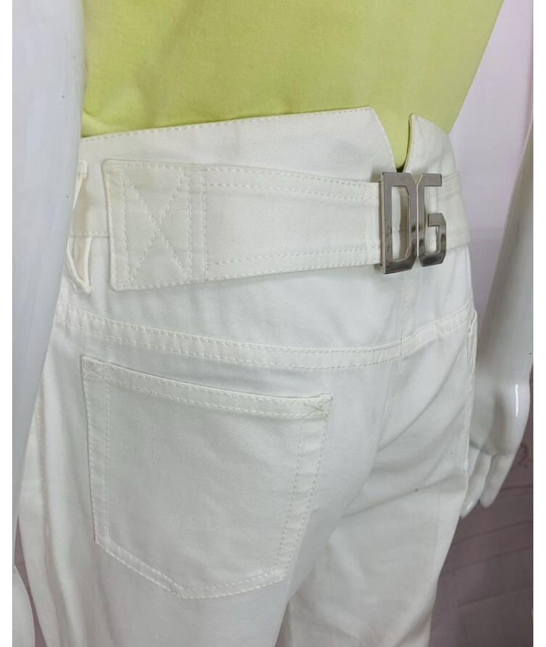 DOLCE&GABBANA Белые хлопковые прямые брюки, фото 8