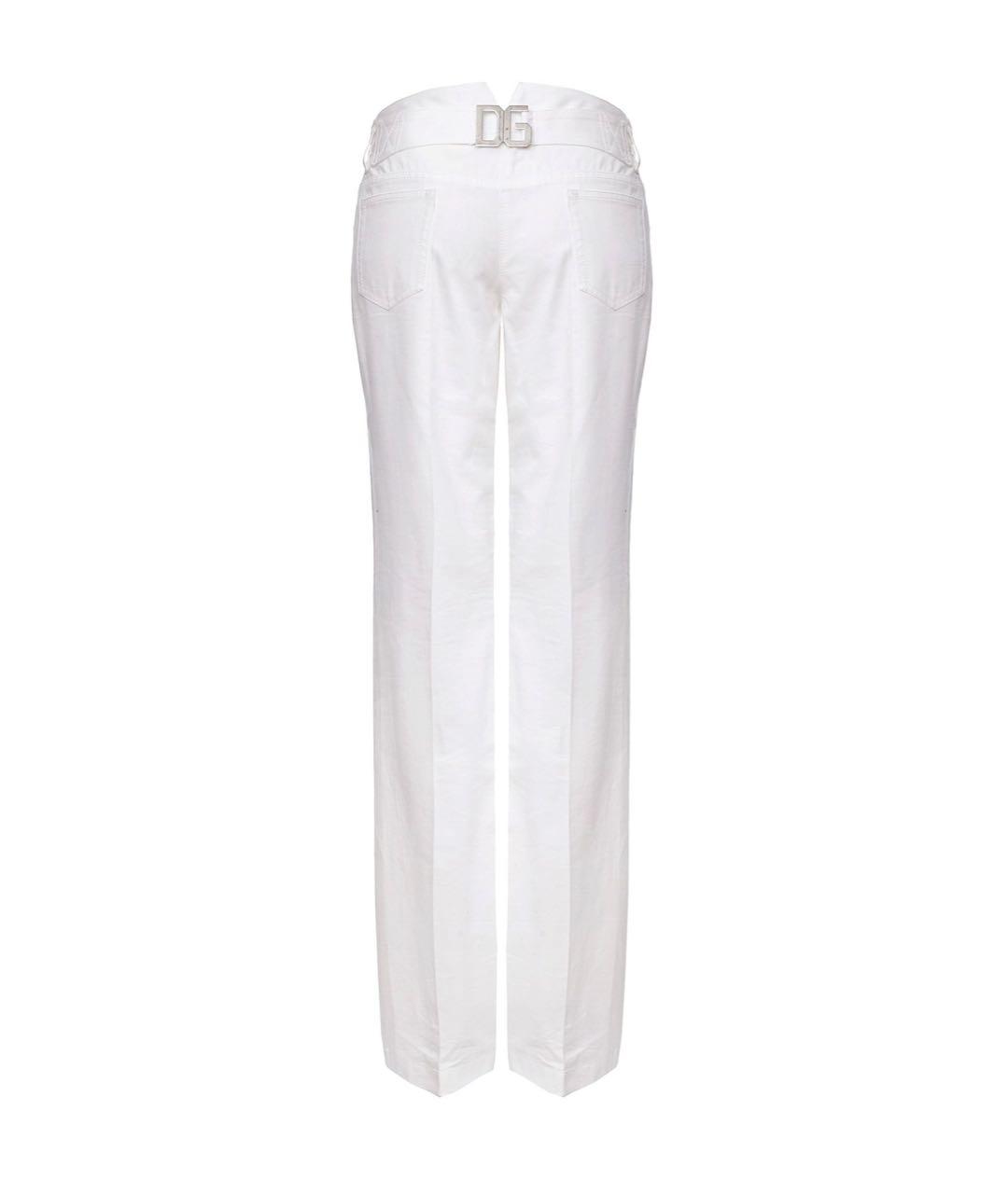 DOLCE&GABBANA Белые хлопковые прямые брюки, фото 2