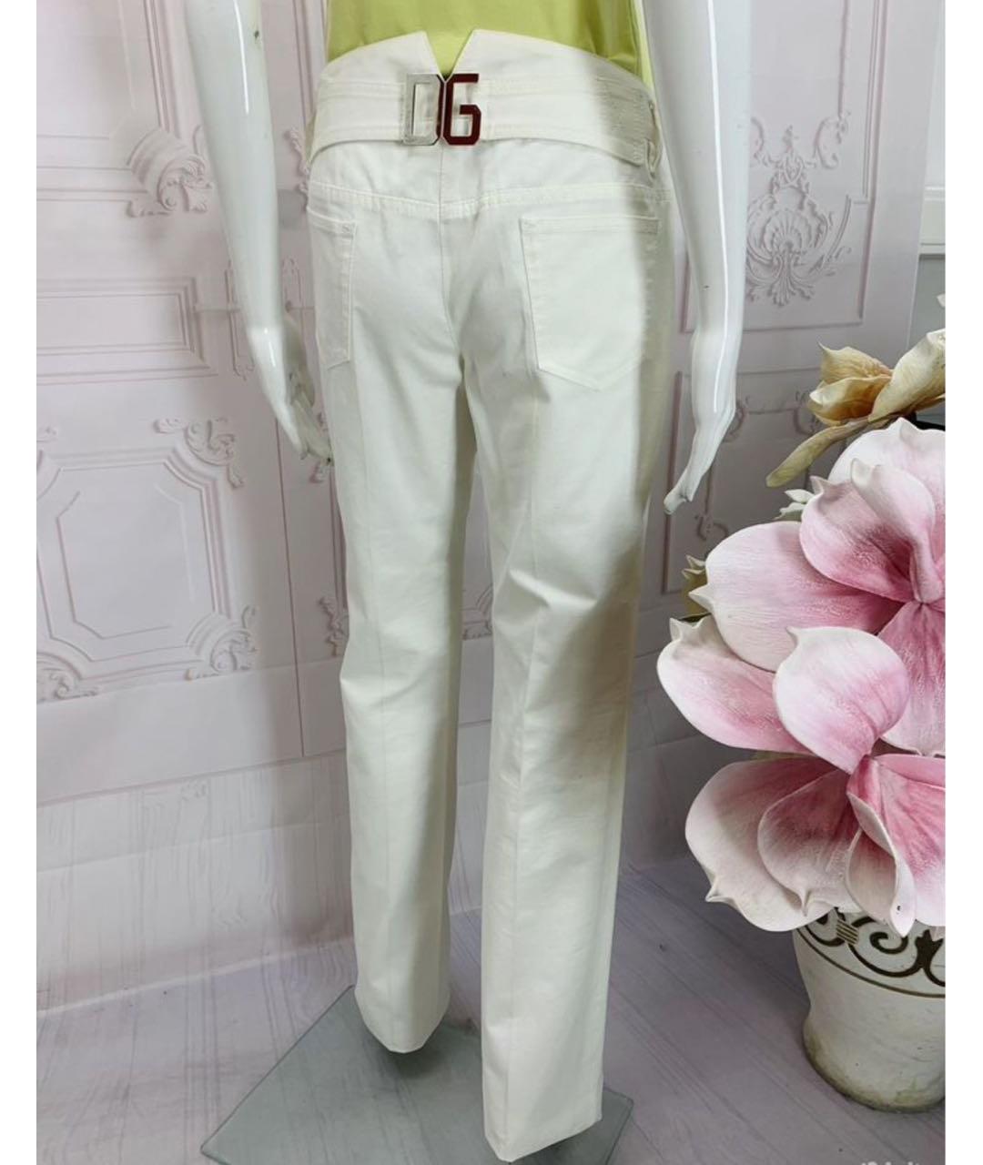 DOLCE&GABBANA Белые хлопковые прямые брюки, фото 6