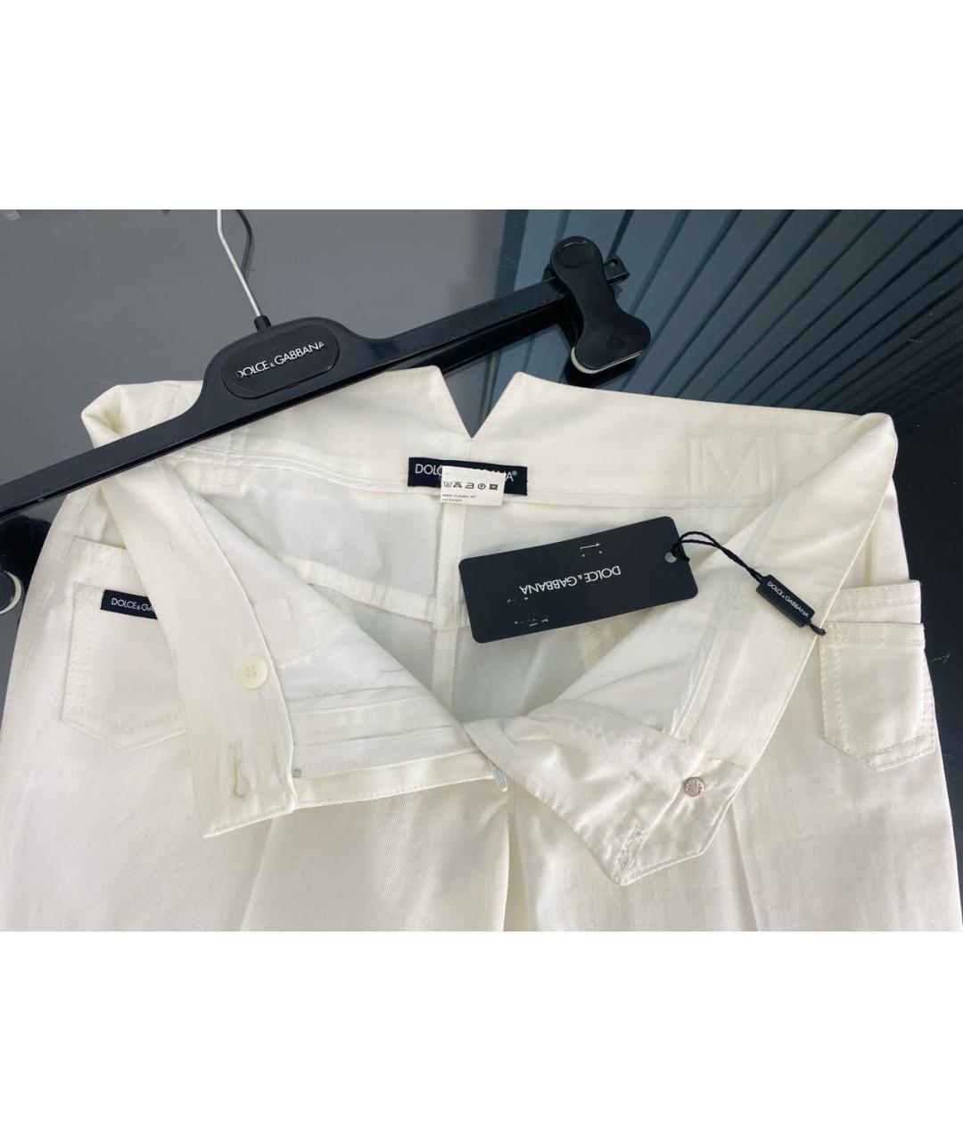 DOLCE&GABBANA Белые хлопковые прямые брюки, фото 3