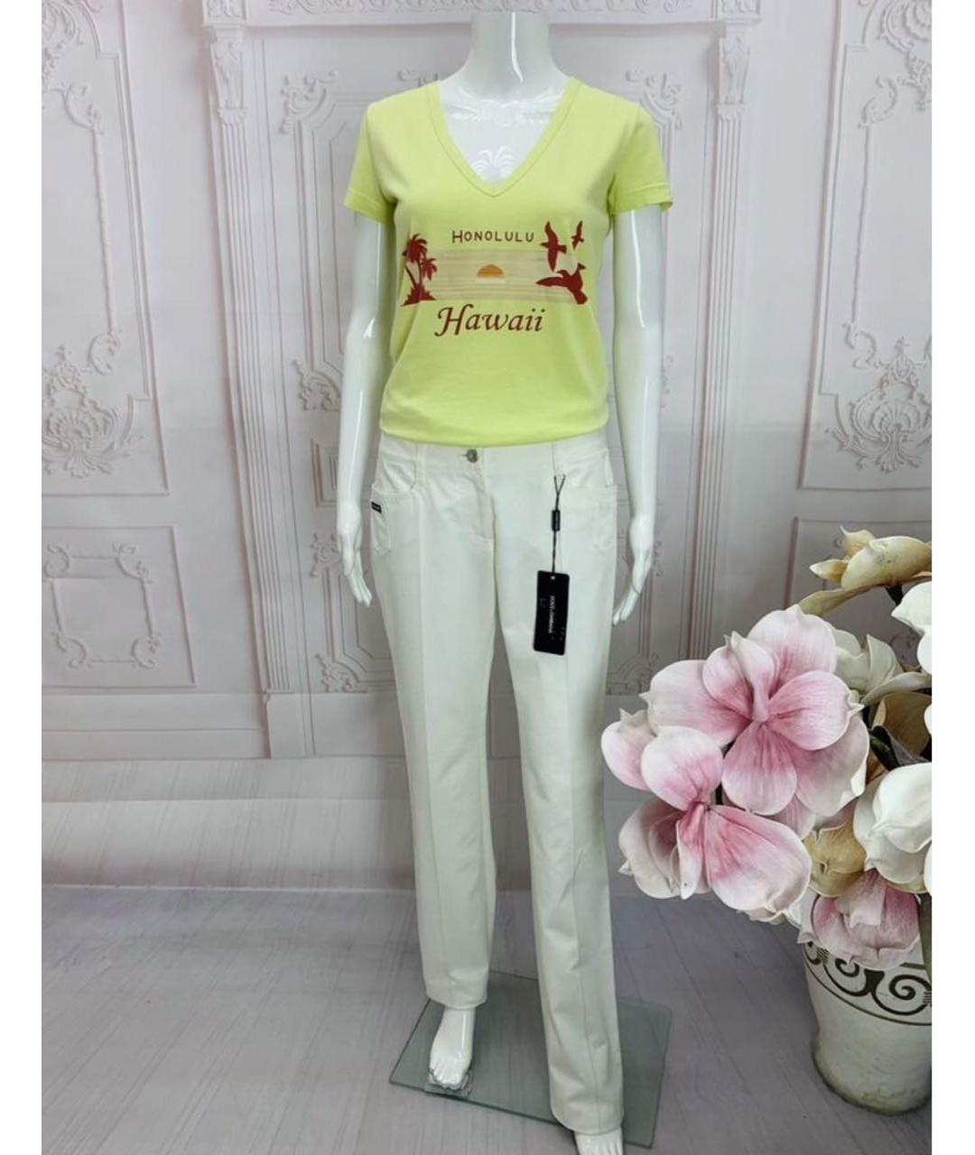 DOLCE&GABBANA Белые хлопковые прямые брюки, фото 5