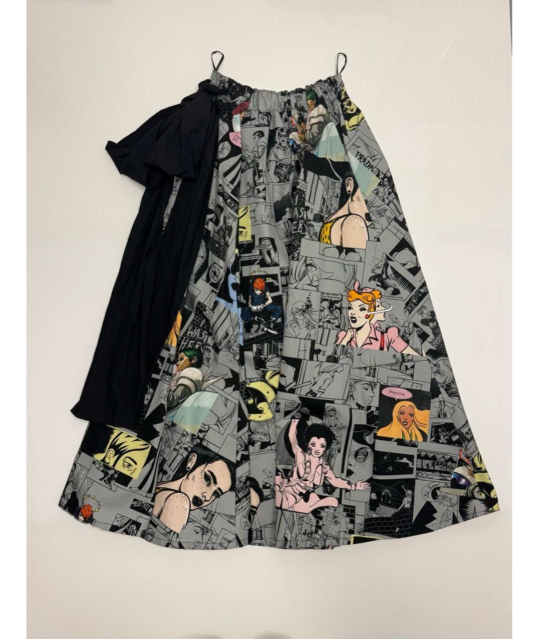 PRADA Серая хлопковая юбка миди, фото 8