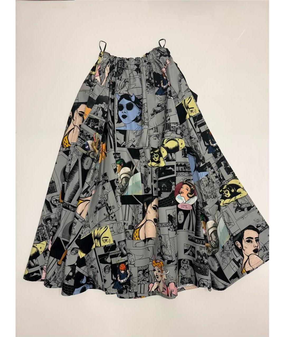 PRADA Серая хлопковая юбка миди, фото 2