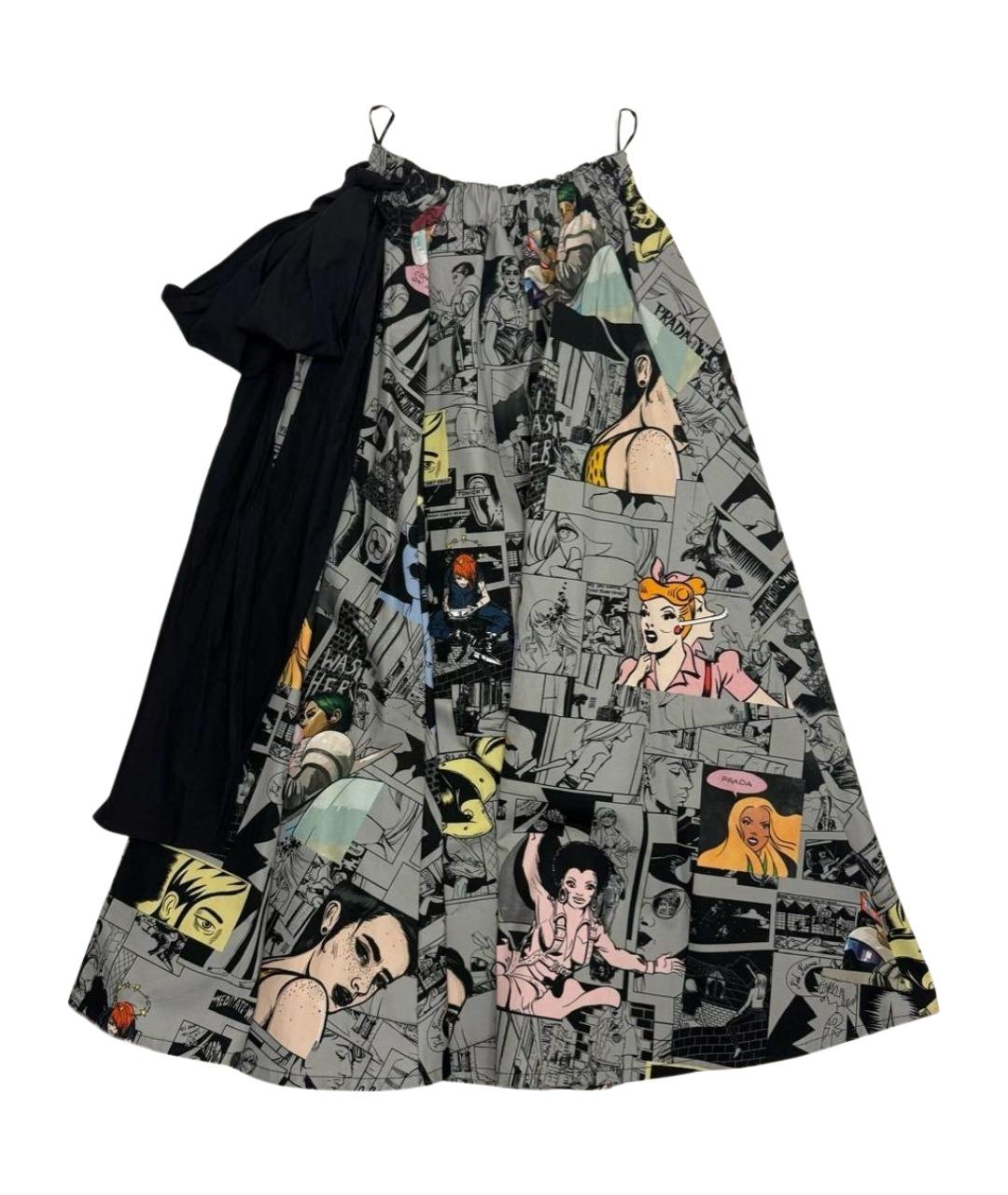 PRADA Серая хлопковая юбка миди, фото 1