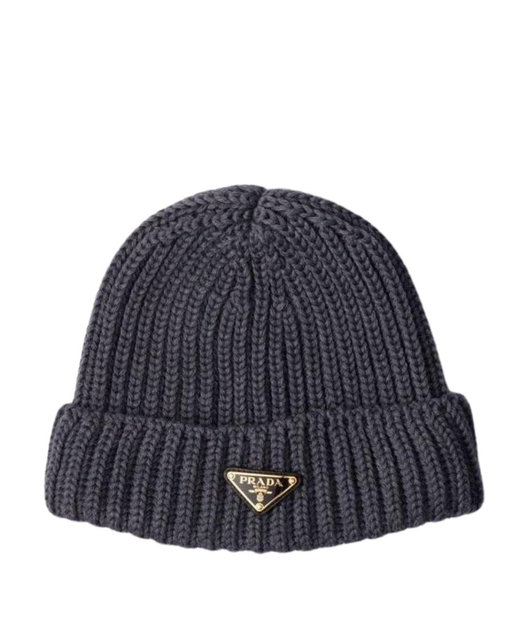 PRADA Серая шерстяная шапка, фото 1