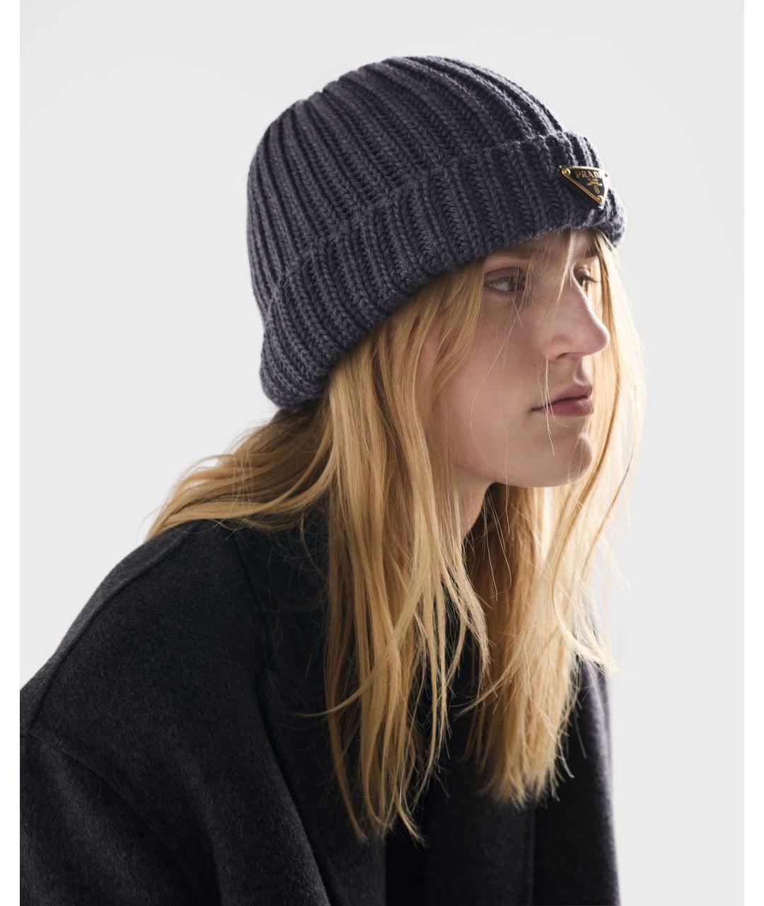 PRADA Серая шерстяная шапка, фото 2