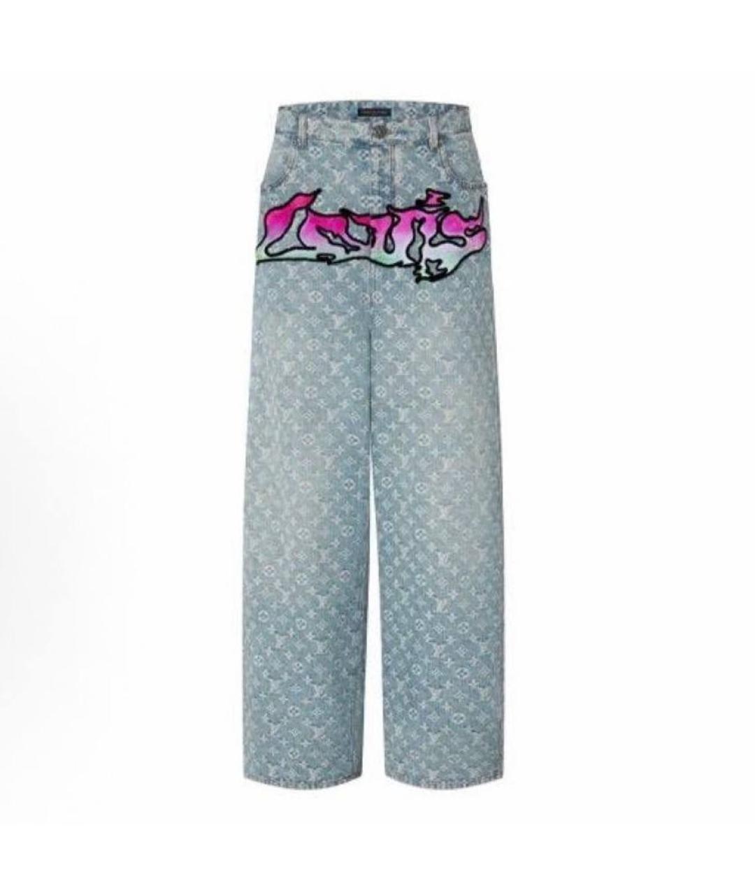 LOUIS VUITTON Голубые хлопковые прямые джинсы, фото 9