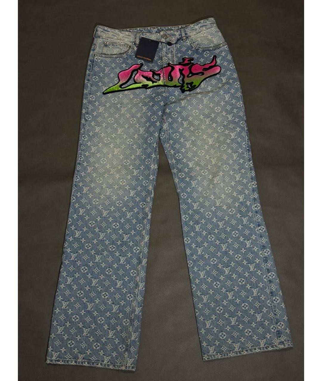 LOUIS VUITTON Голубые хлопковые прямые джинсы, фото 2