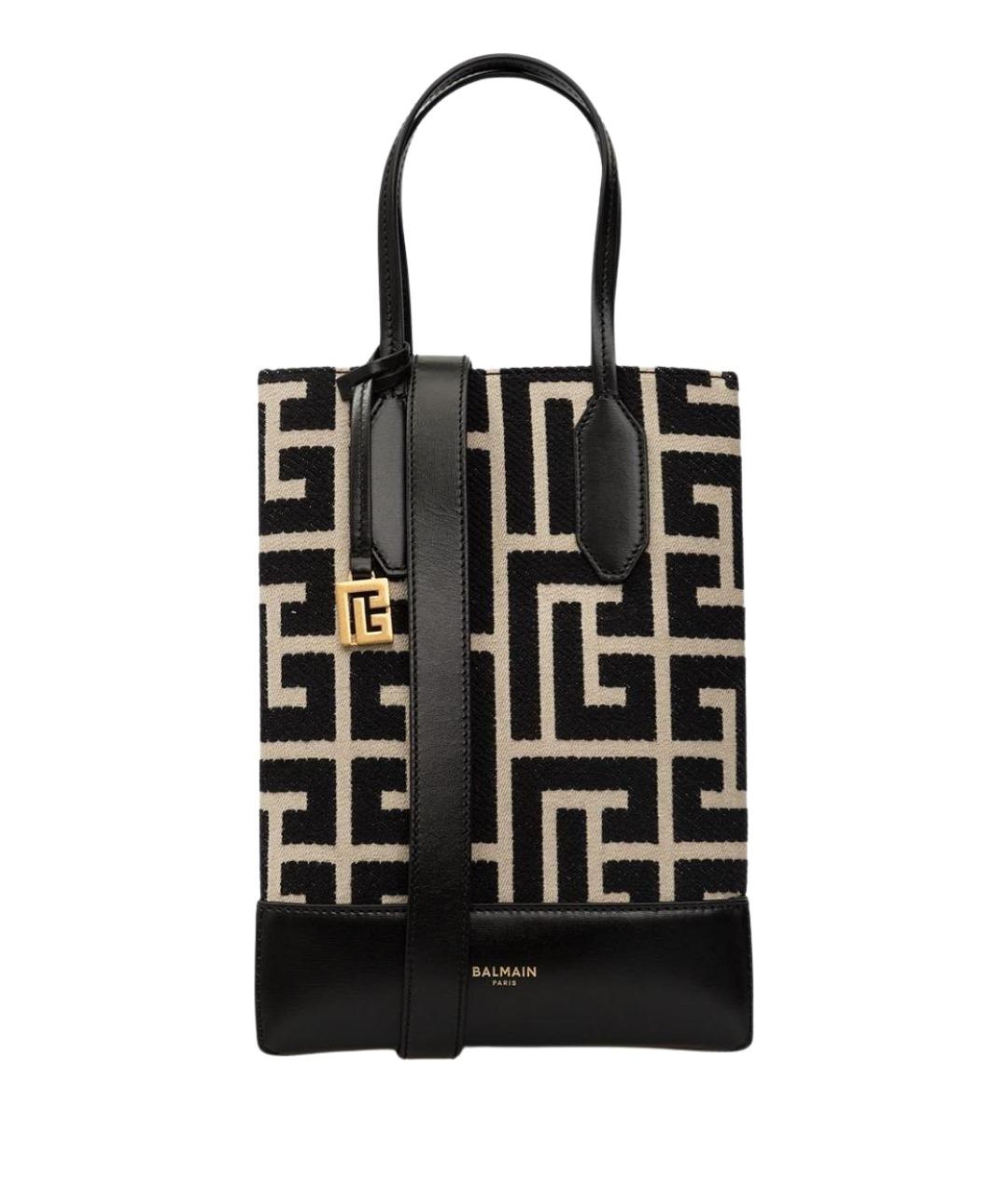 BALMAIN Черная жаккардовая сумка через плечо, фото 1
