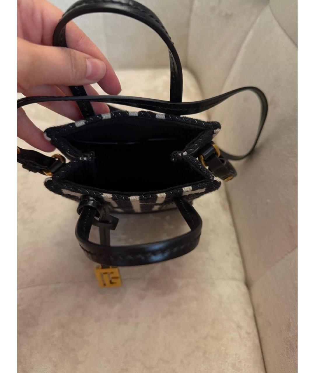 BALMAIN Черная жаккардовая сумка через плечо, фото 5