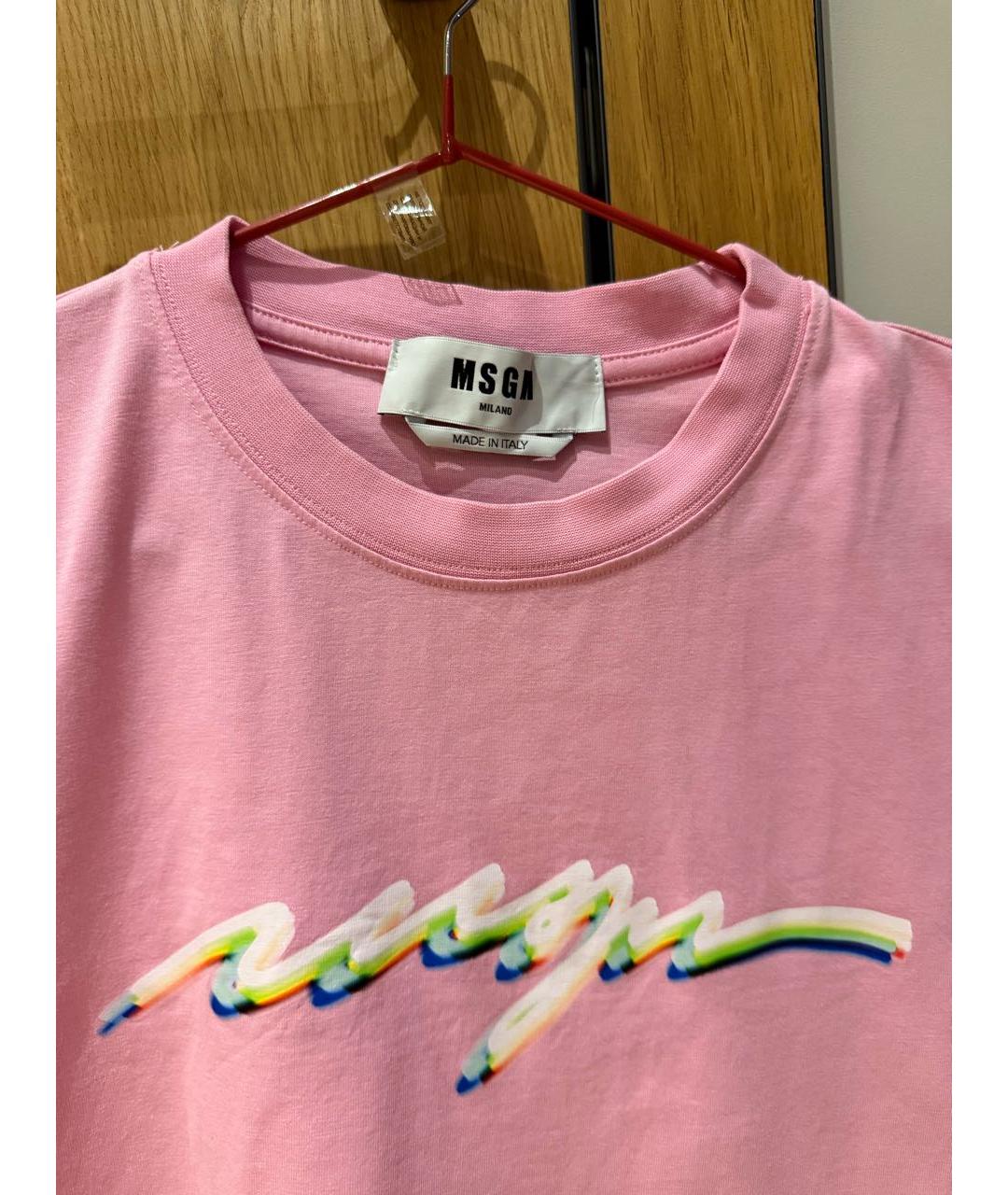 MSGM Розовая хлопковая футболка, фото 3