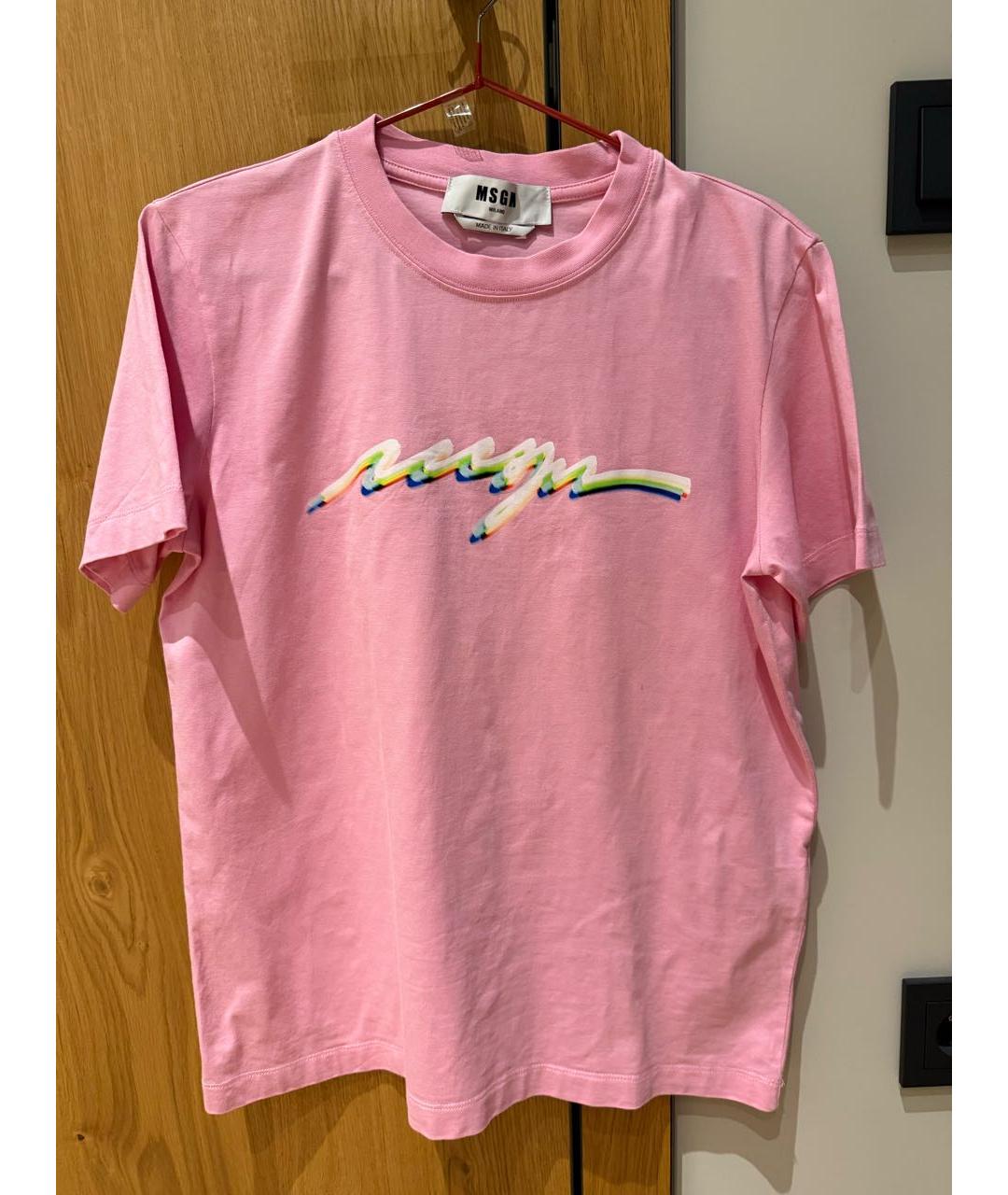 MSGM Розовая хлопковая футболка, фото 9