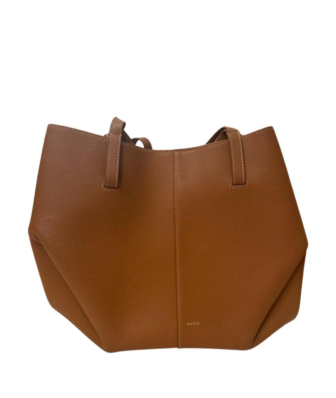 POLENE Коричневая кожаная сумка через плечо, фото 1