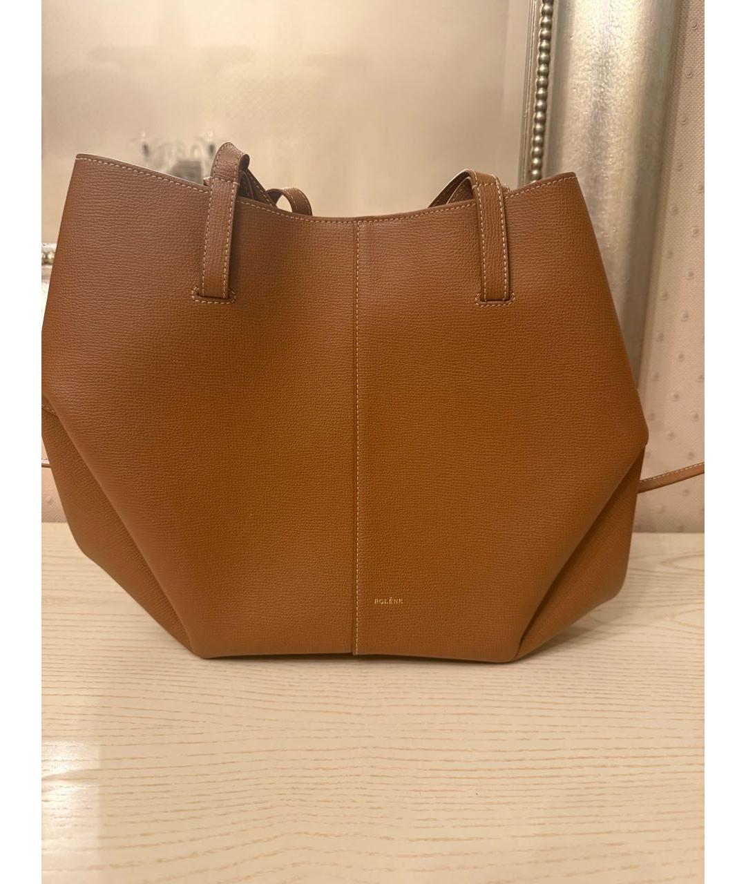 POLENE Коричневая кожаная сумка через плечо, фото 2