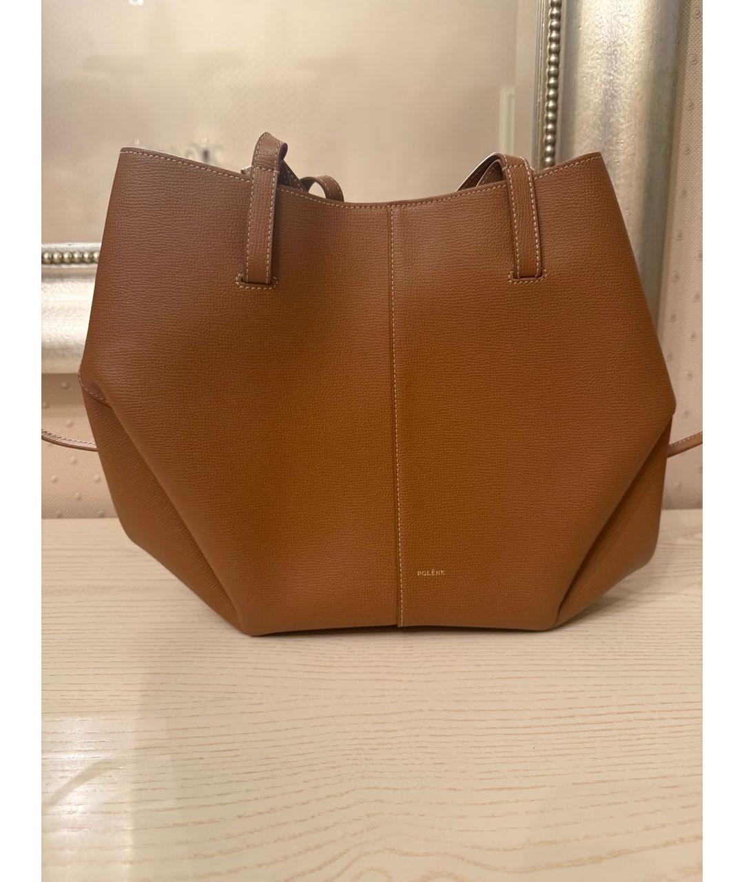 POLENE Коричневая кожаная сумка через плечо, фото 8
