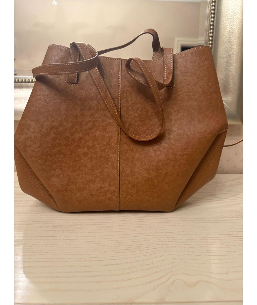 POLENE Коричневая кожаная сумка через плечо, фото 3