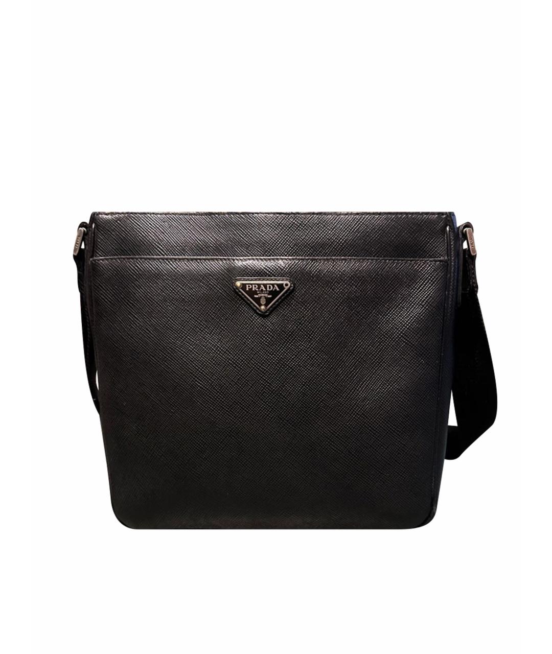 PRADA Черная кожаная сумка на плечо, фото 1