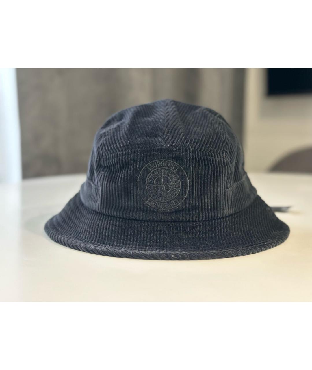 STONE ISLAND Черная бархатная шляпа, фото 5