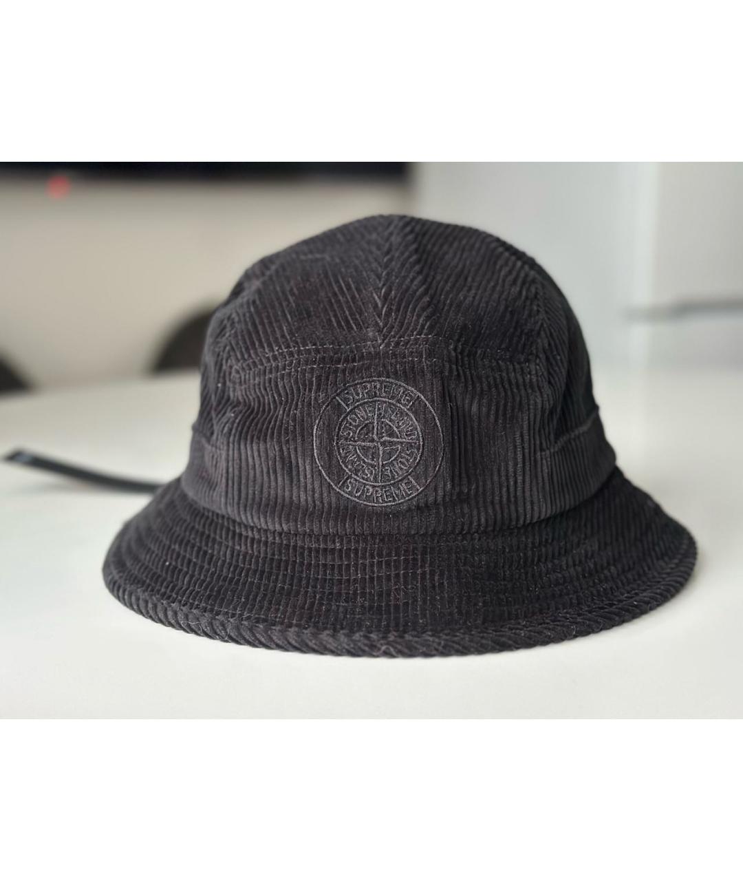 STONE ISLAND Черная бархатная шляпа, фото 4