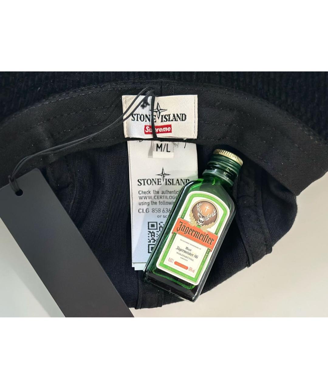 STONE ISLAND Черная бархатная шляпа, фото 7